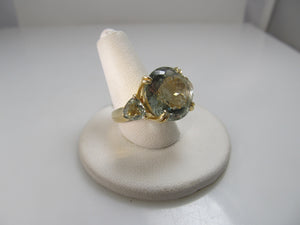 Huge 14k praisolite ring, 14k yellow gold