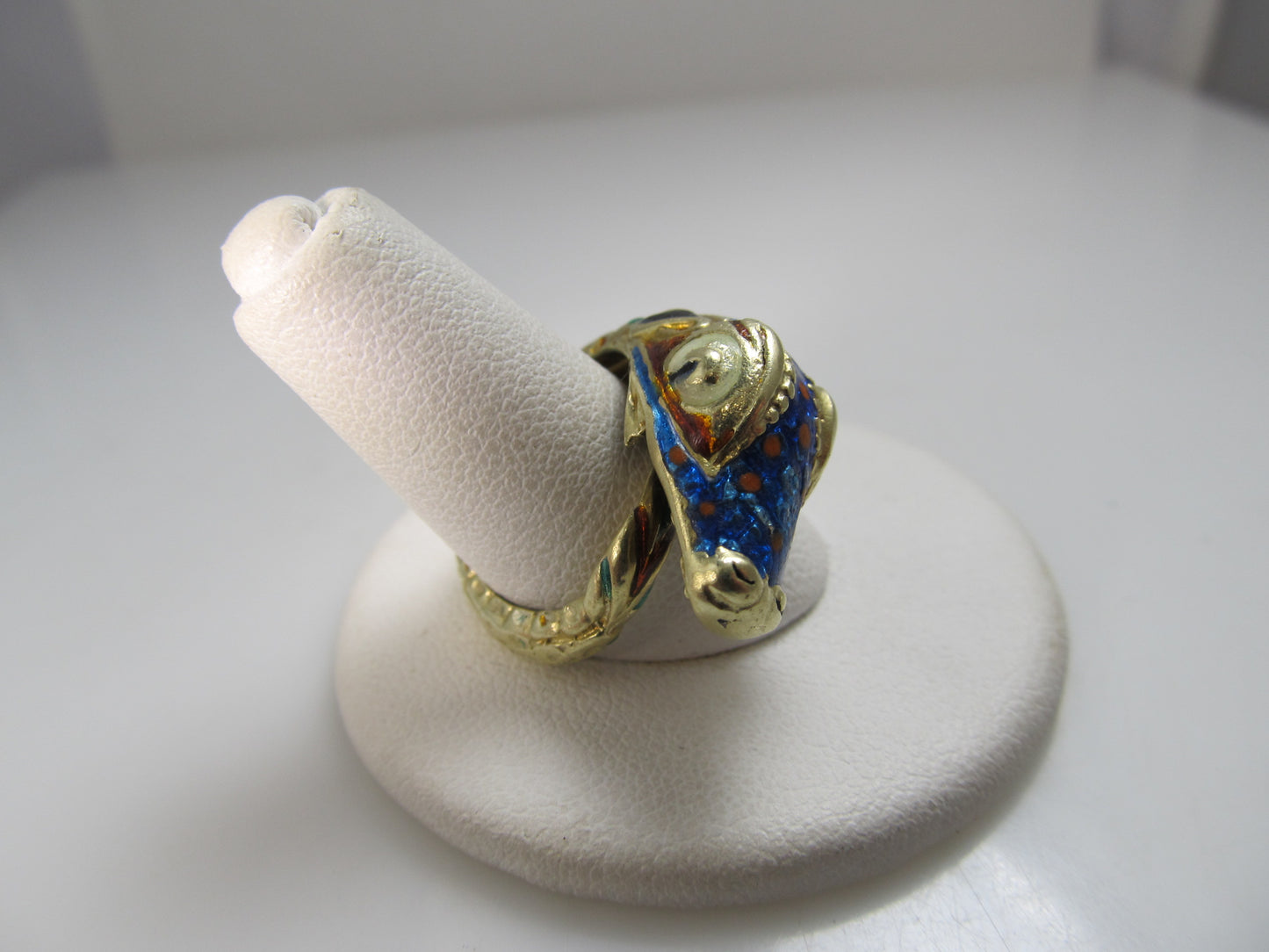 Vintage 14k enamel serpent snake wrap ring