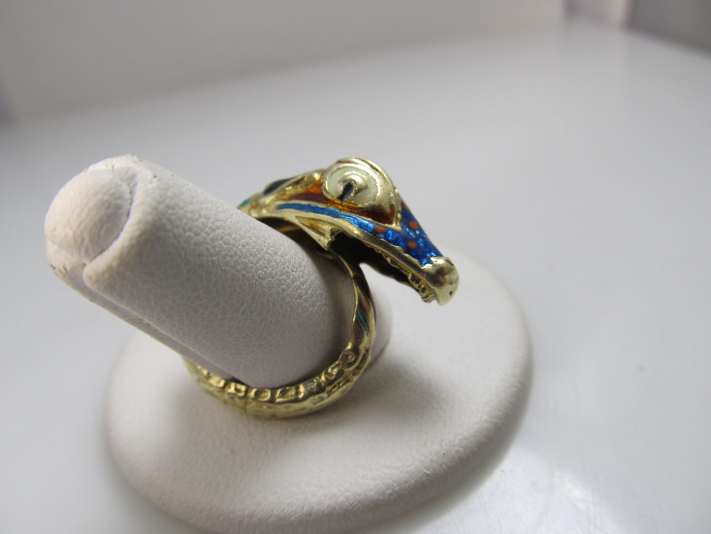 Vintage 14k enamel serpent snake wrap ring