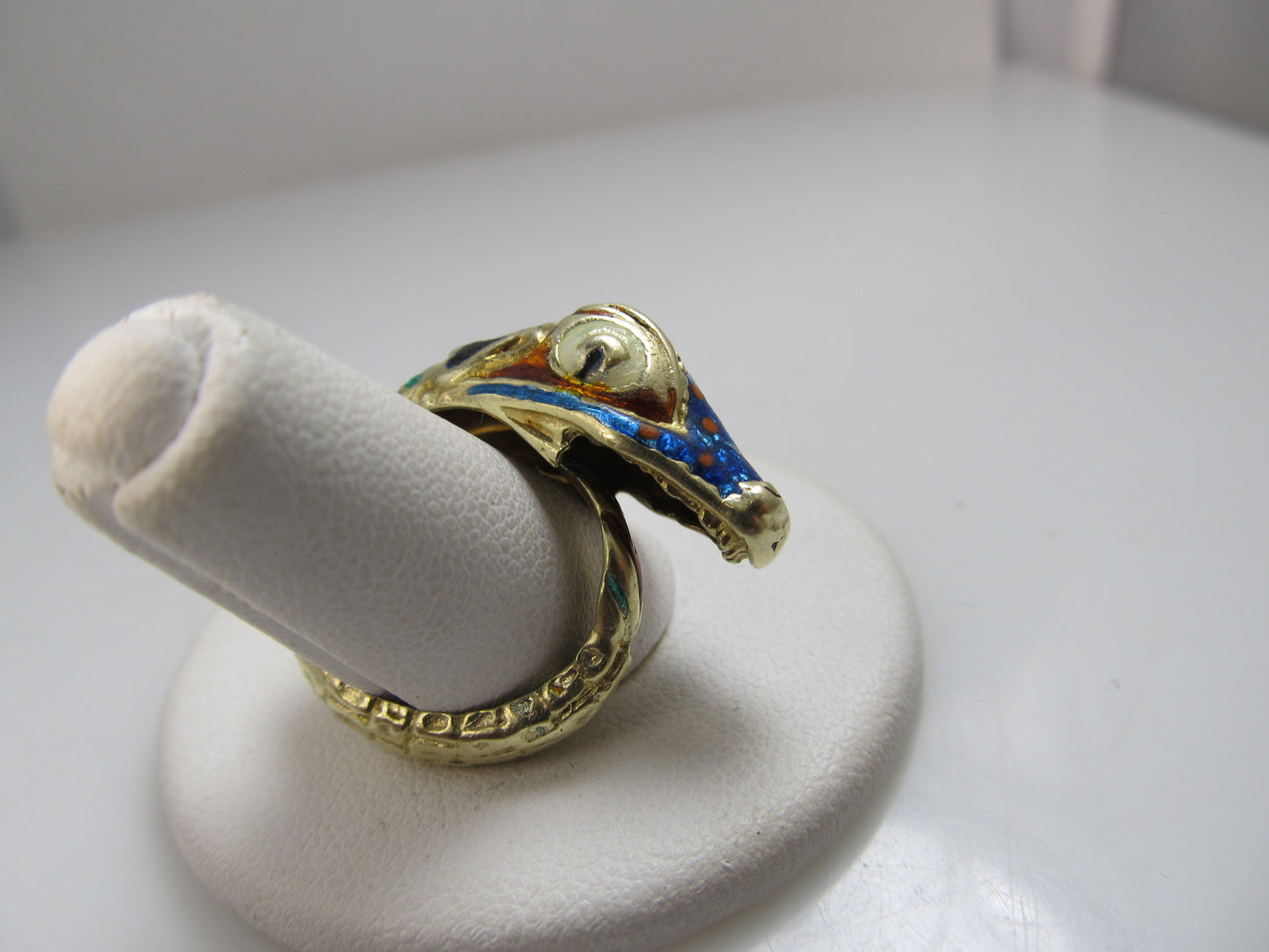 Vintage 14k enamel serpent snake wrap ring