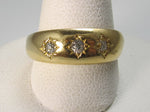 18k yellow gold three diamond ring dated 1892
