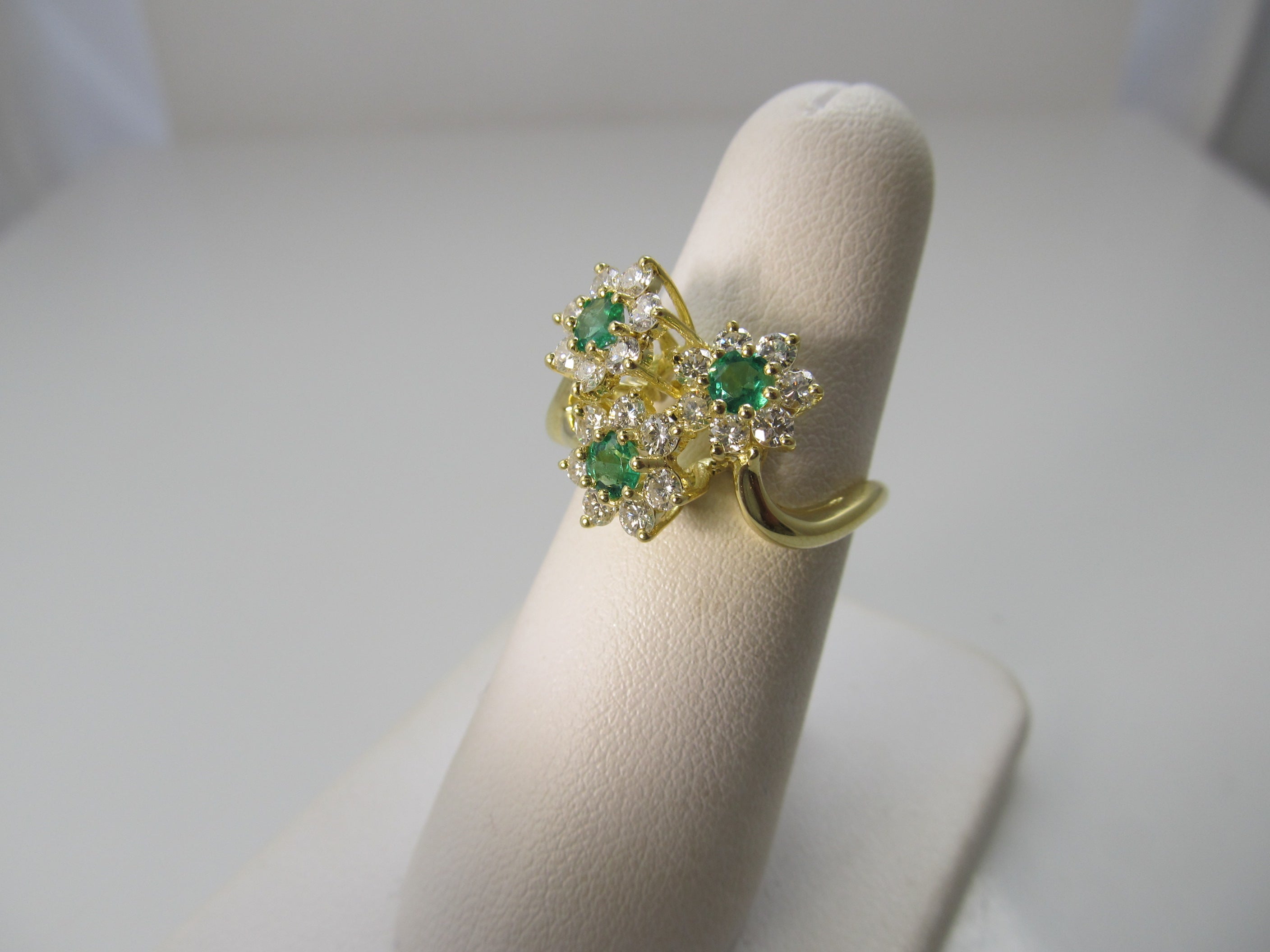 Emerald and diamond cocktail ring