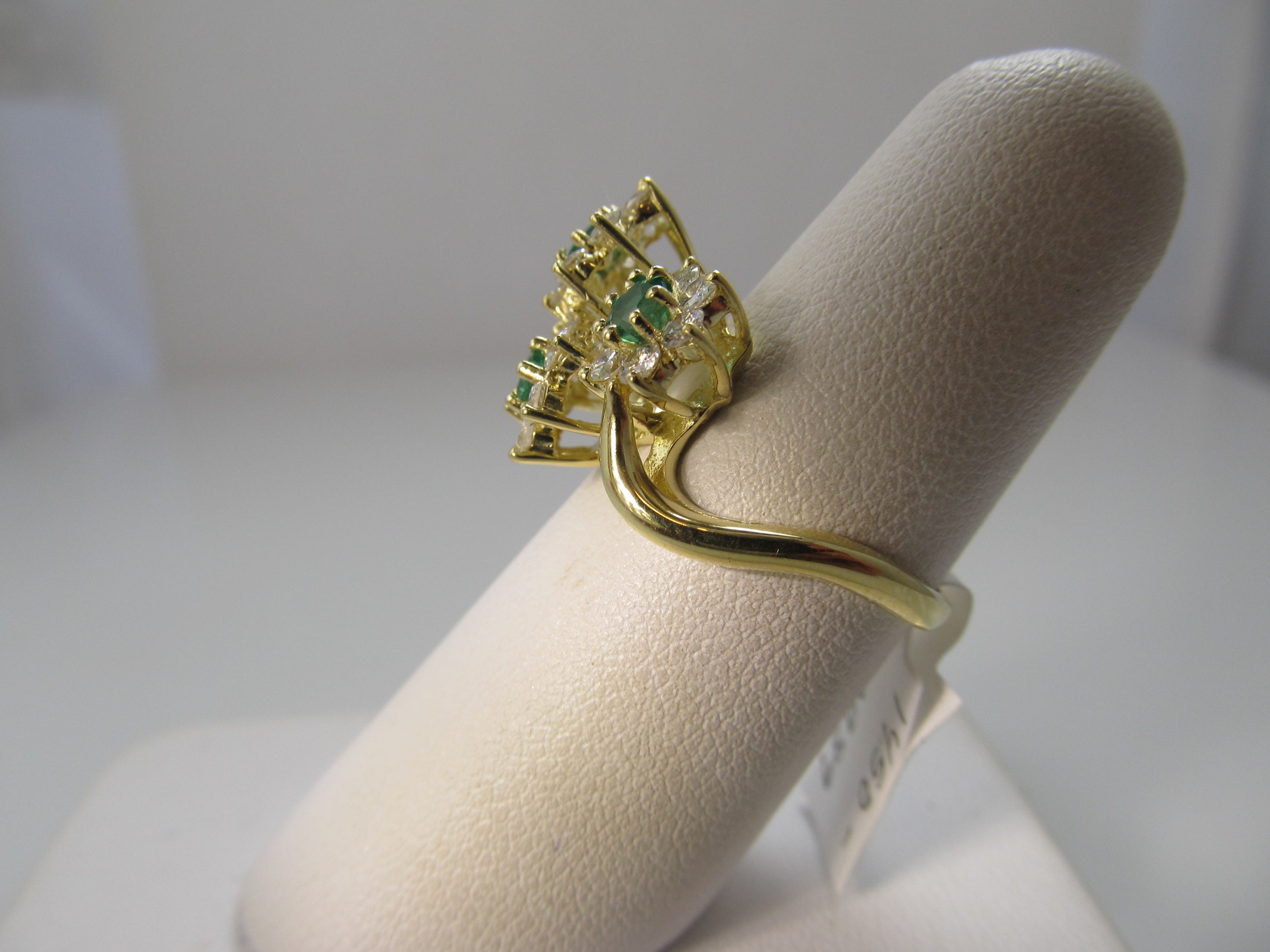 Emerald and diamond cocktail ring