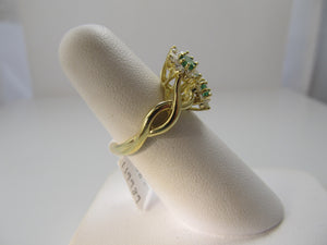 Emerald and diamond cocktail ring