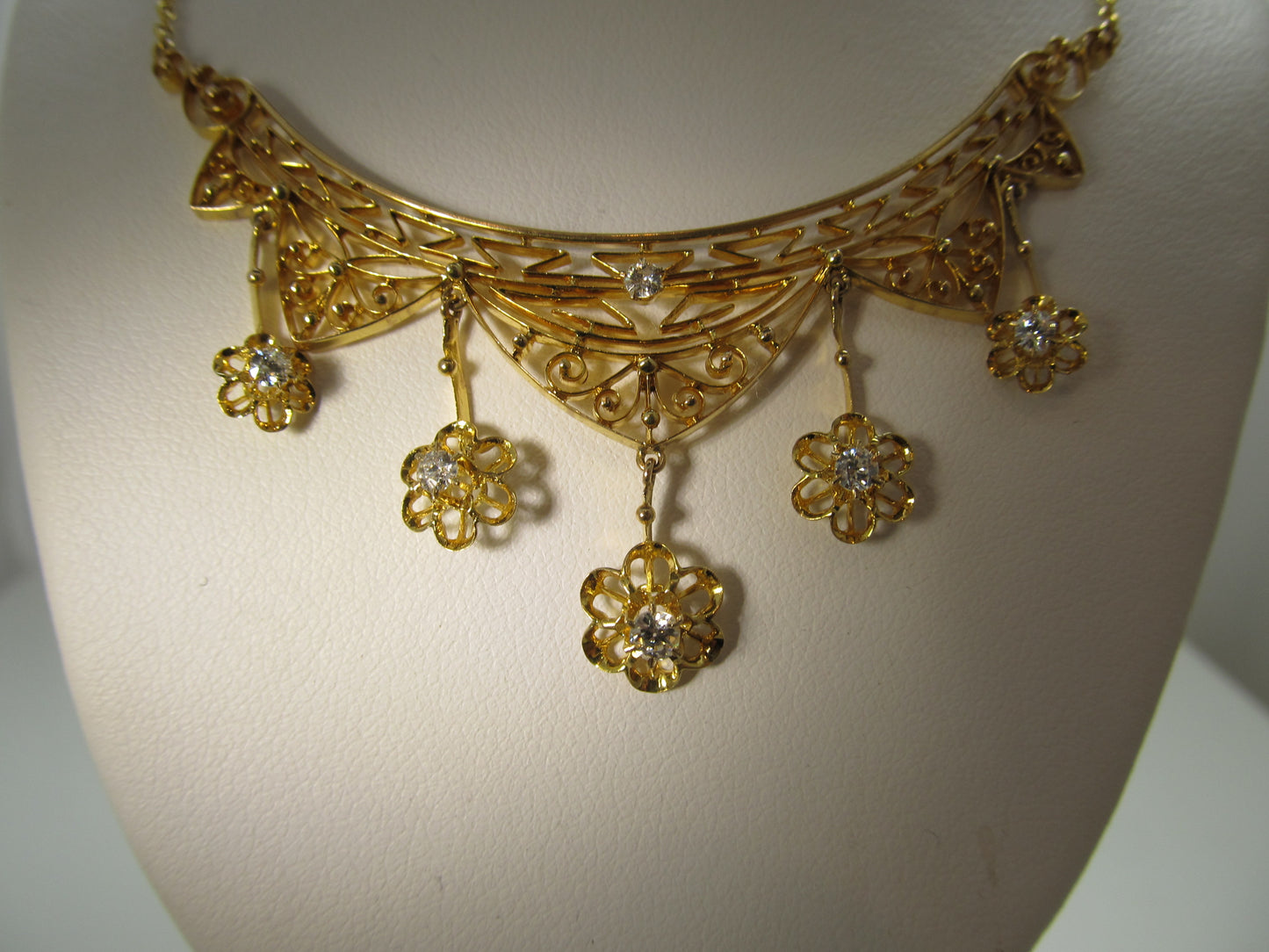 Edwardian filigree diamond necklace