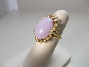 Lavender jade and diamond ring