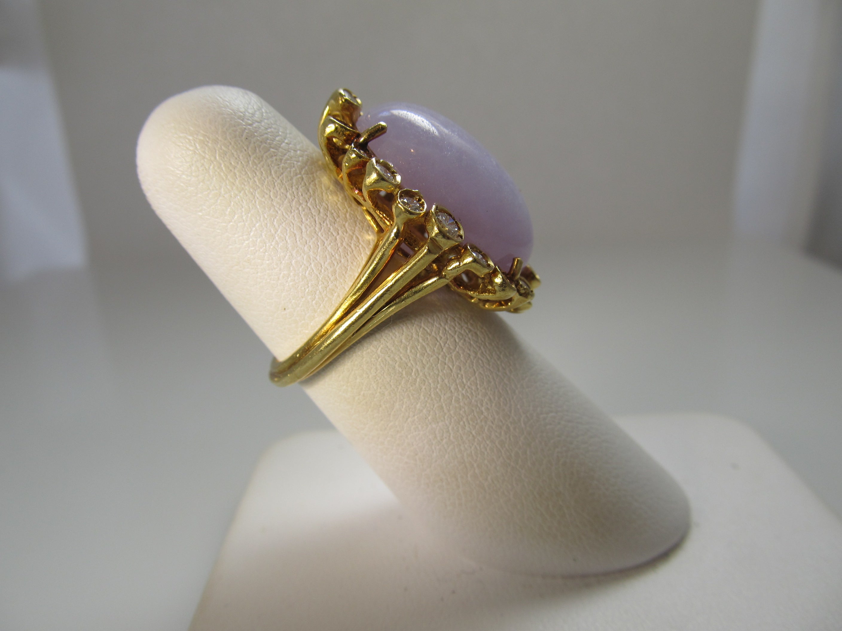 Lavender jade and diamond ring