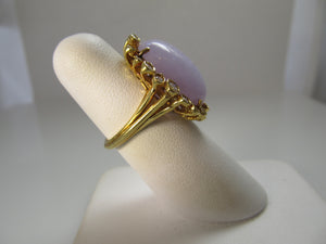 Lavender jade and diamond ring