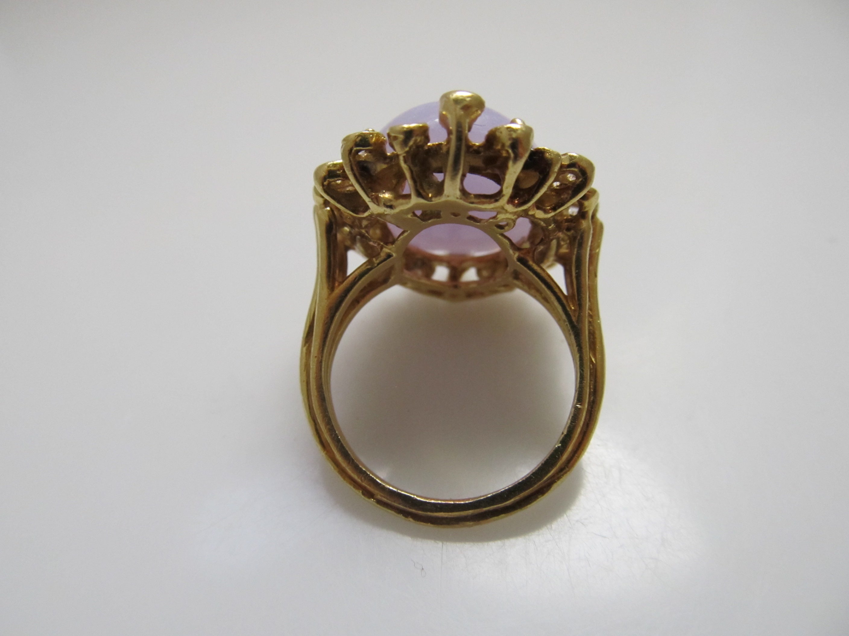 Lavender jade and diamond ring