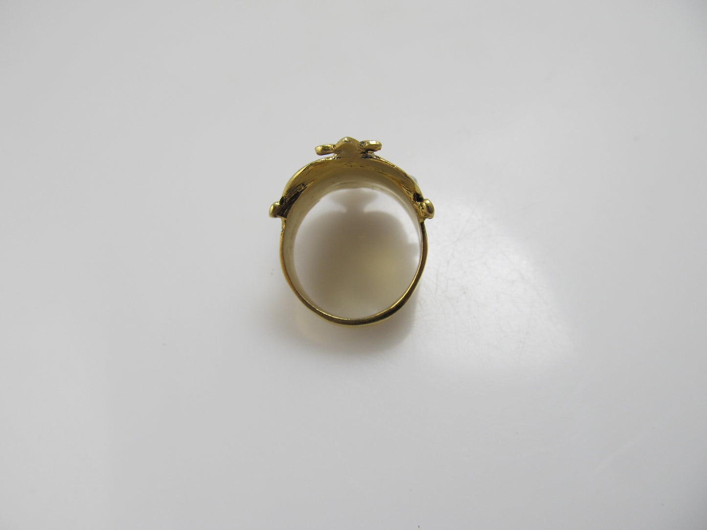 Wide yellow gold cigar band with opal and pearls