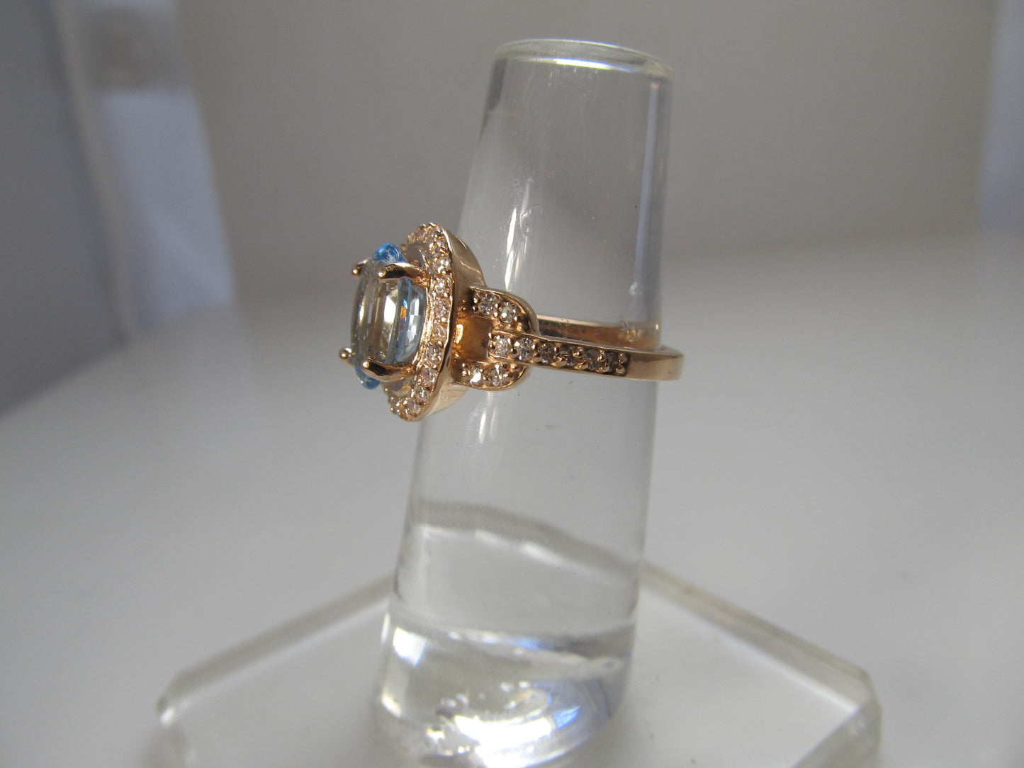 14k rose gold aquamarine diamond ring
