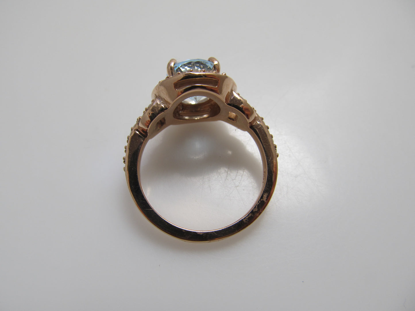 14k rose gold aquamarine diamond ring