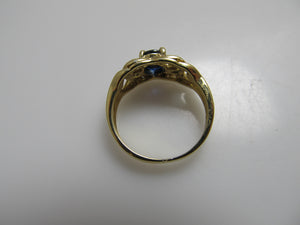 Yellow gold sapphire and diamond ring