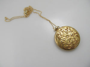 Antique hand engraved flower locket, circa 1900