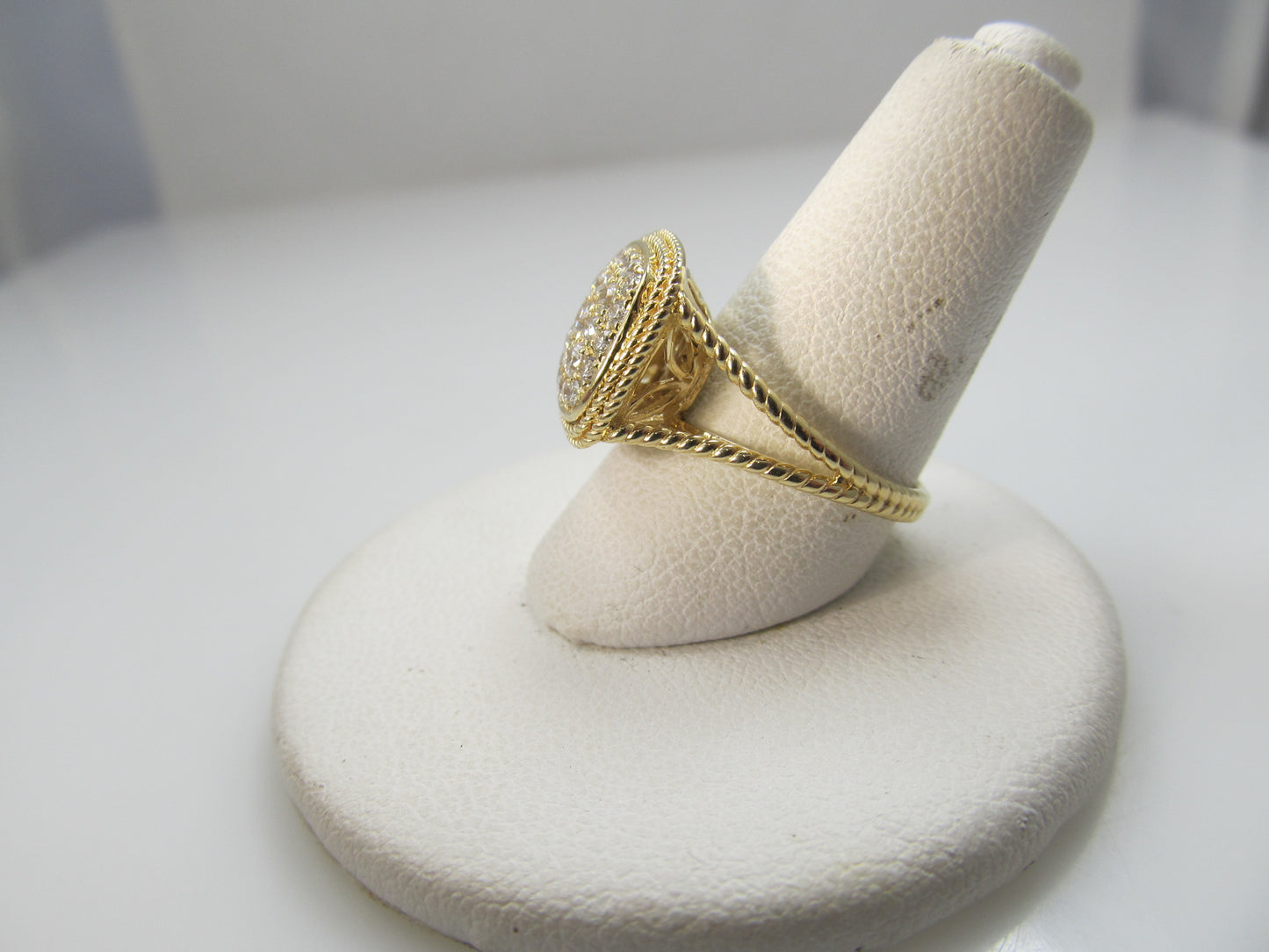 Modern 14k yellow gold ring with .50cts in pave set diamonds