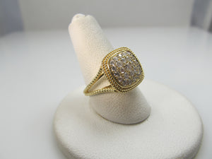 Modern 14k yellow gold ring with .50cts in pave set diamonds