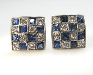 art deco platinum sapphire diamond earrings, victorious cape may