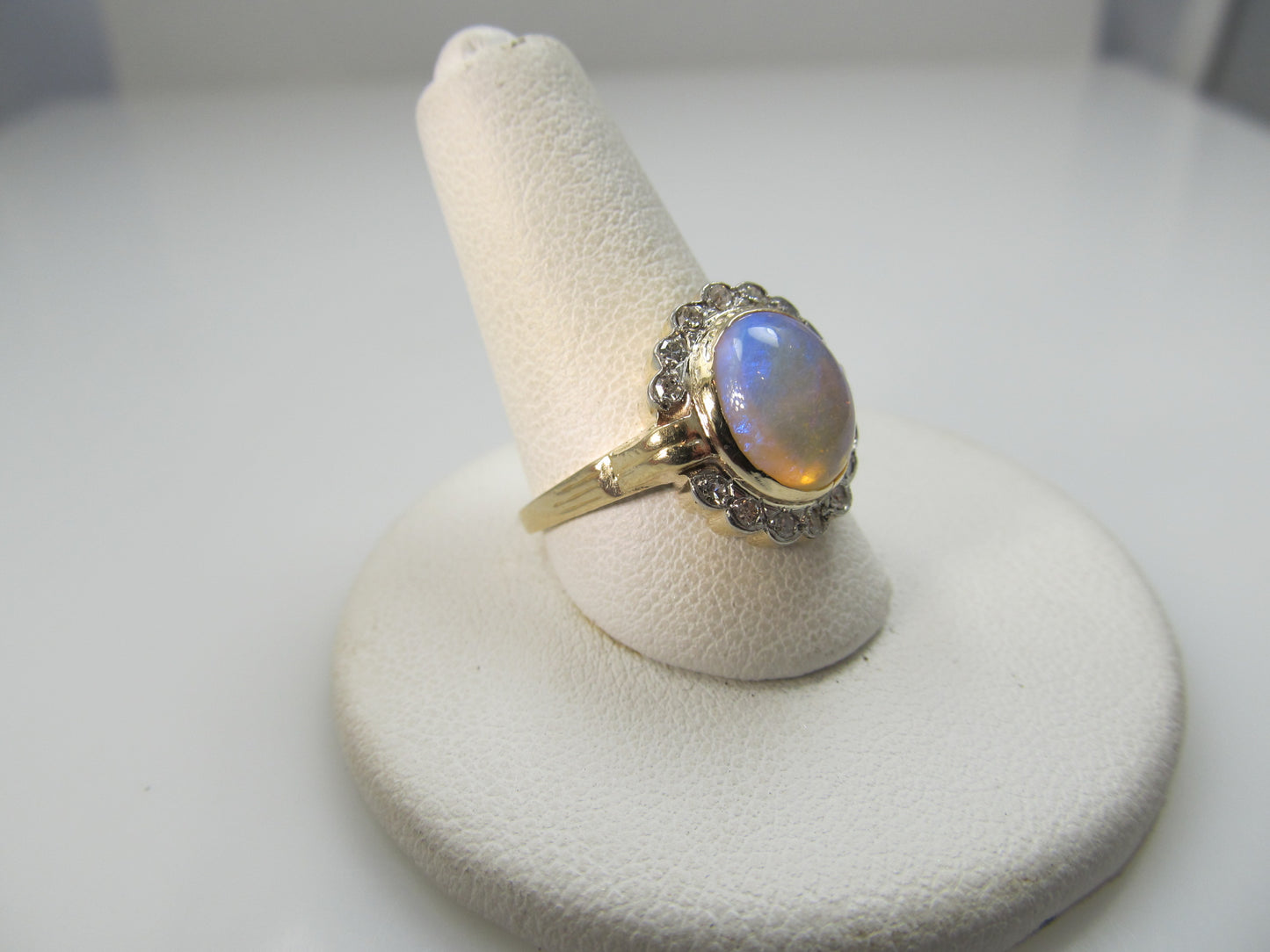 Vintage 2ct opal and diamond ring, circa 1930