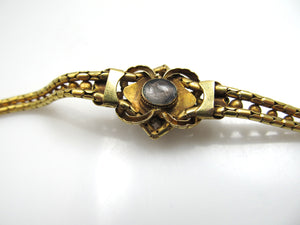 Victorian 14k yellow gold garnet cabochon bracelet, circa 1870