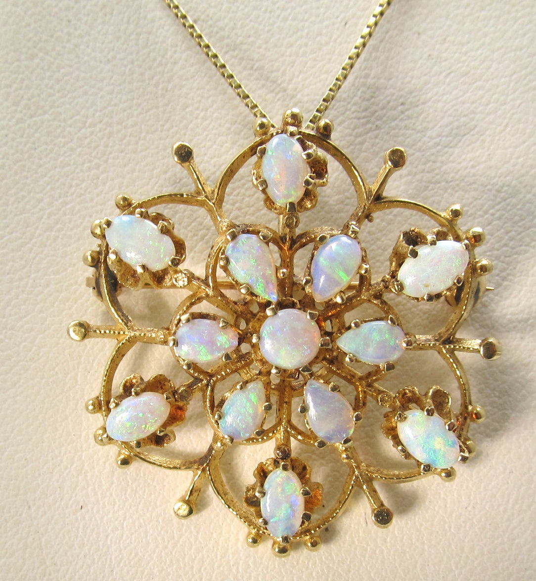 Vintage 14k yellow gold necklace with opals