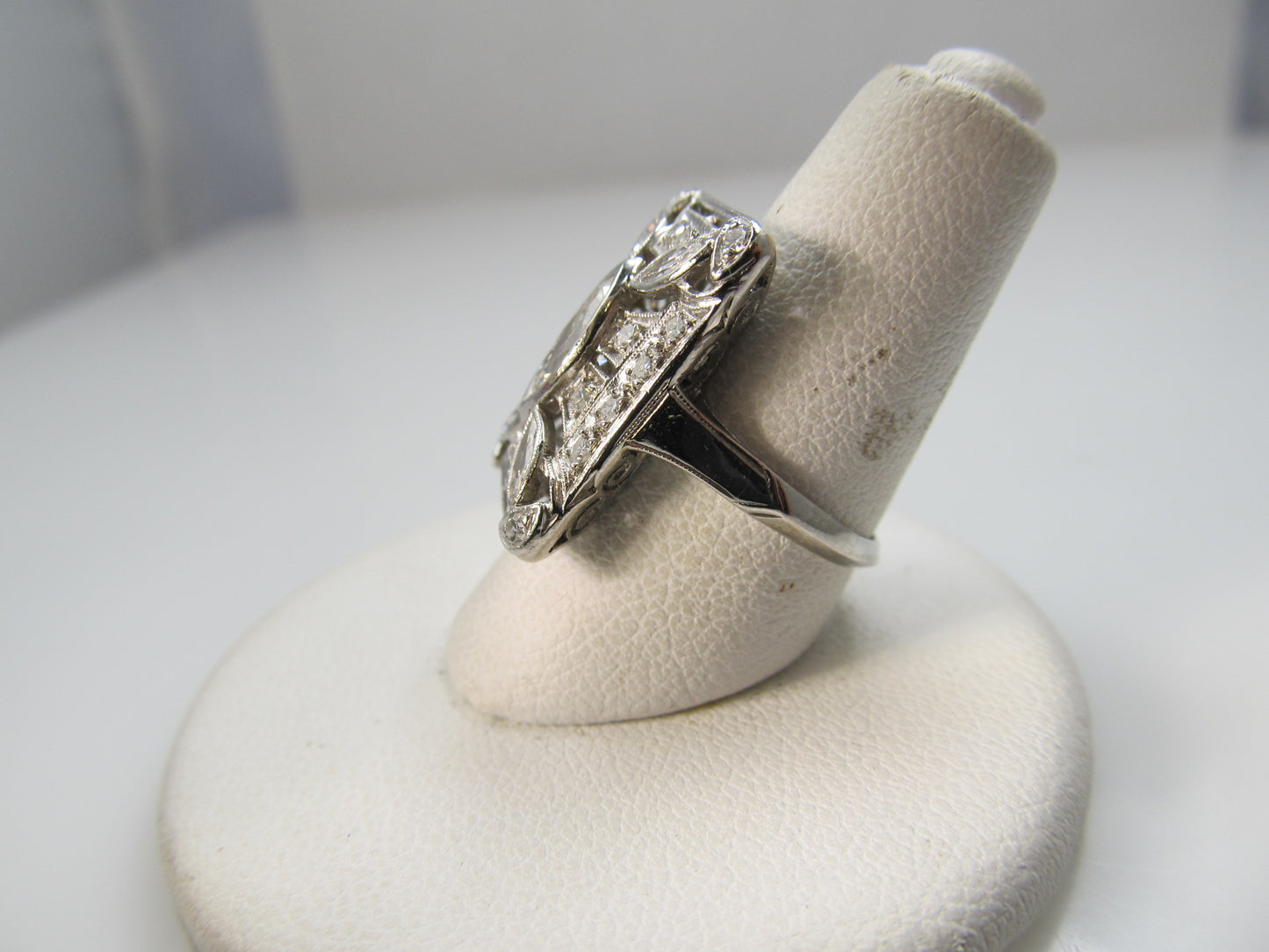 Vintage platinum statement ring, 1.50cts with marquise cut diamonds