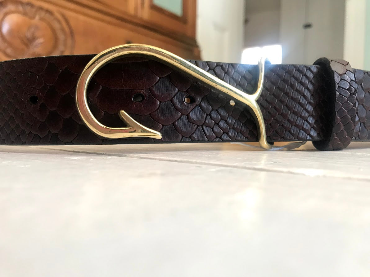 Hand Made Cape Cod Leather fish hook belt