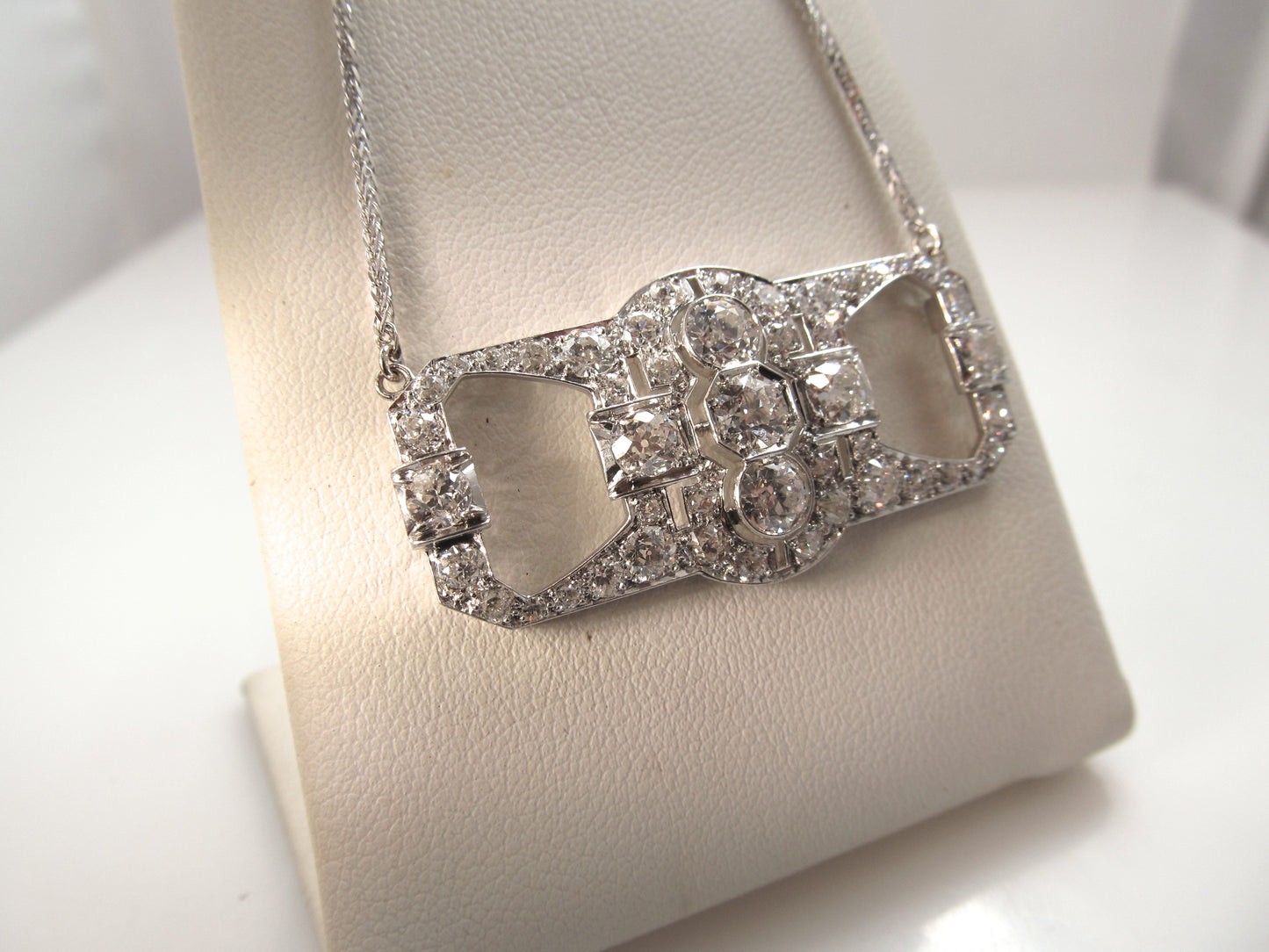 Art Deco 4.20ct platinum diamond necklace, circa 1920