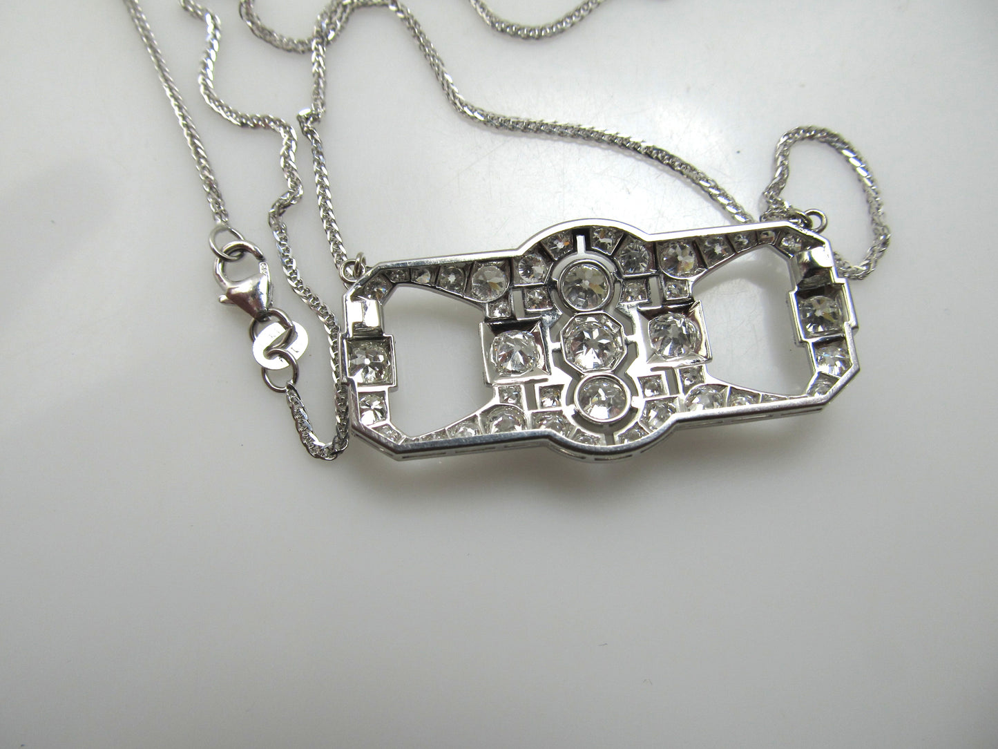 Art Deco 4.20ct platinum diamond necklace, circa 1920