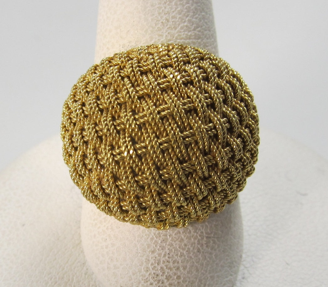 18k yellow gold woven dome ring