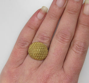 18k yellow gold woven dome ring