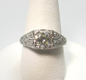 Art Deco platinum diamond engagement ring, 1.17cts