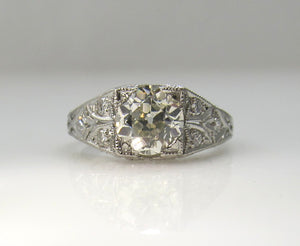 Art Deco platinum diamond engagement ring, 1.17cts