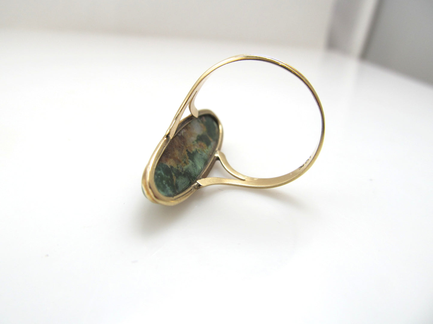 Antique yellow gold ring with natural turquoise, circa 1910