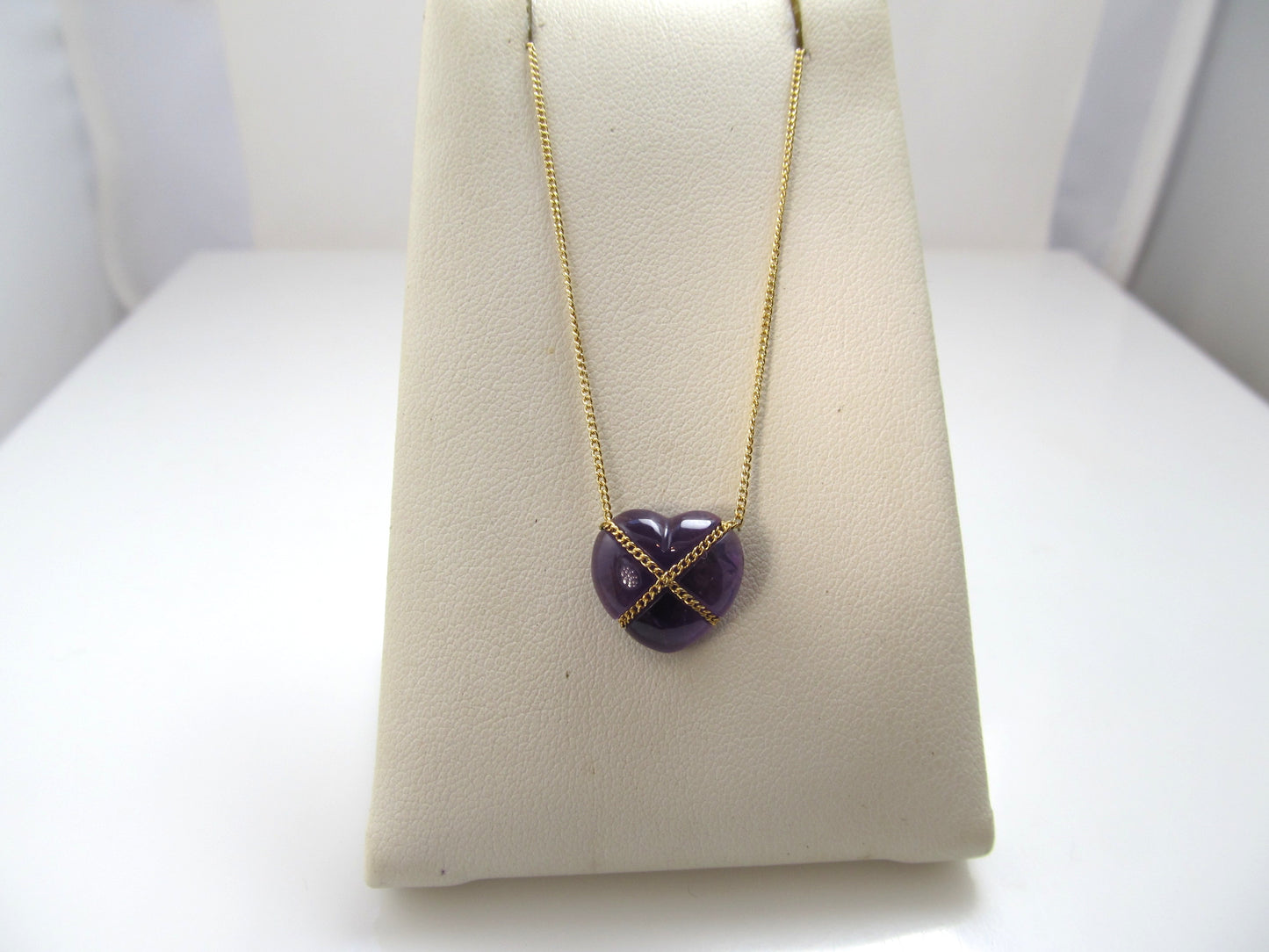 Tiffany & Co 18k wrapped amethyst heart necklace