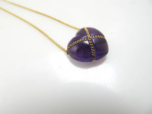 Tiffany & Co 18k wrapped amethyst heart necklace