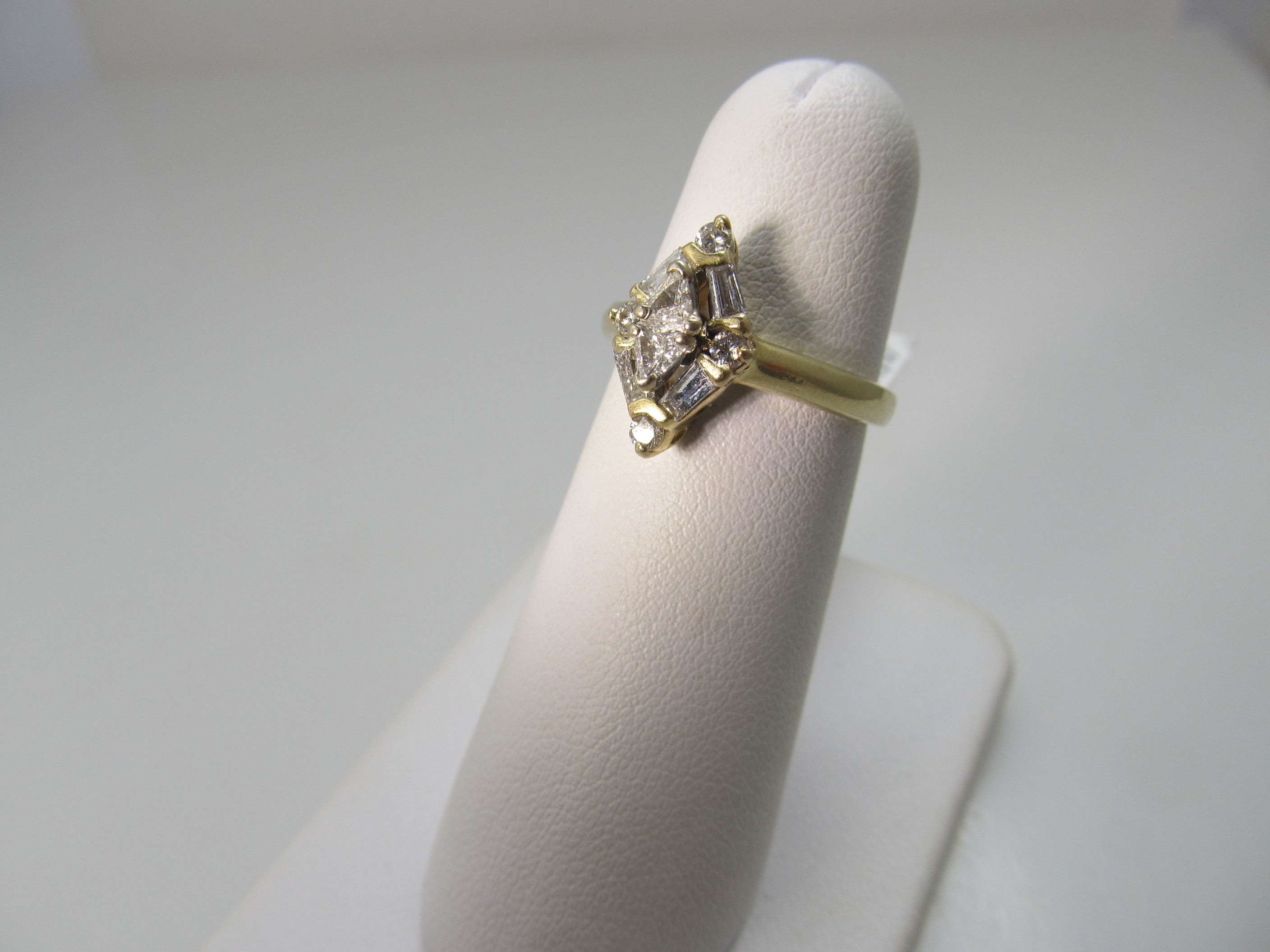 Vintage marquise shaped diamond ring, 14k yellow gold