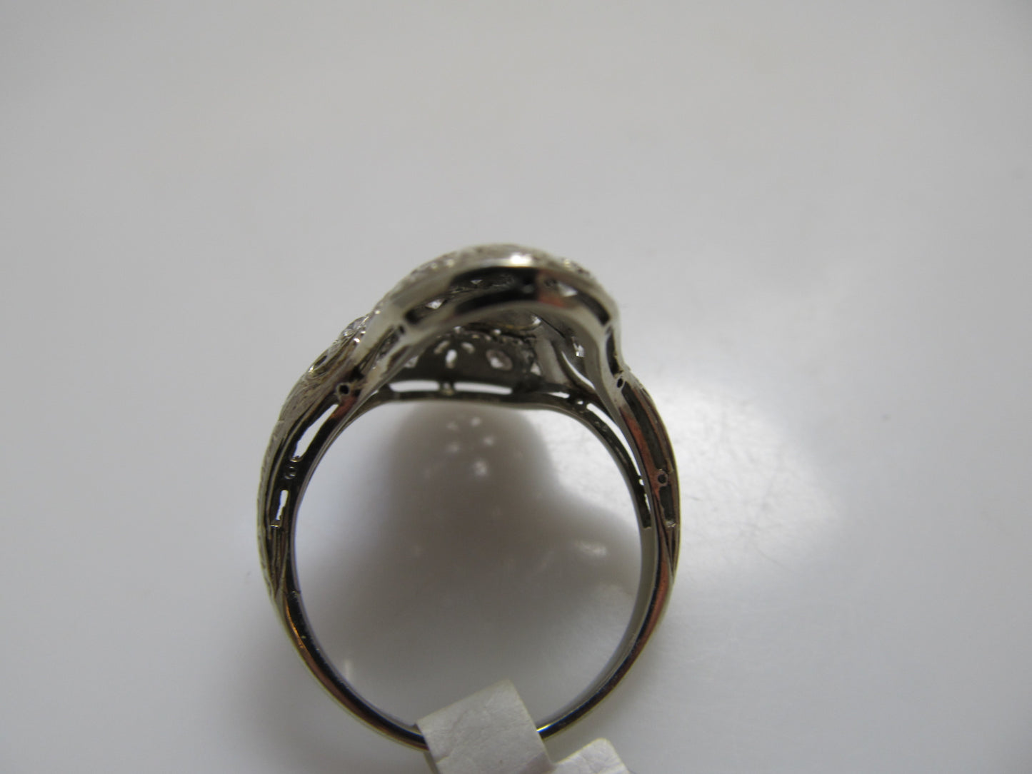 Vintage long filigree diamond ring