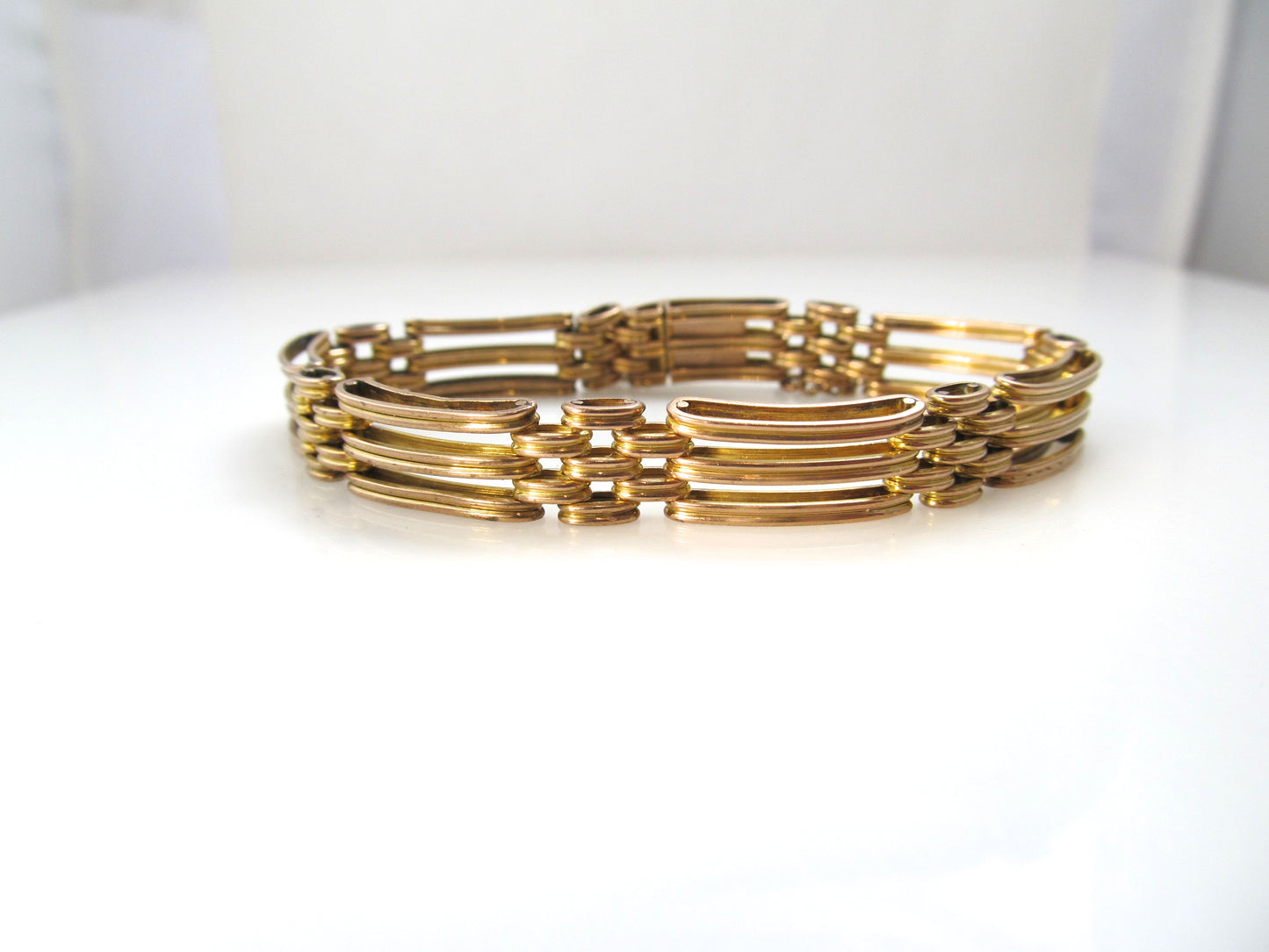 Antique 9kt rose gold flat link bracelet
