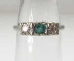 Vintage 14k white gold emerald and diamond ring