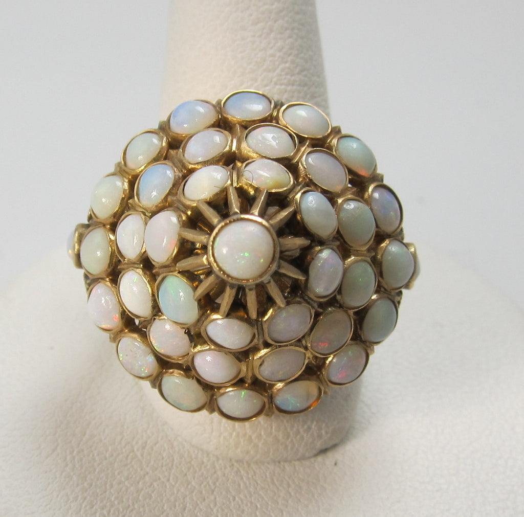 Vintage 14k opal dome cluster cocktail ring