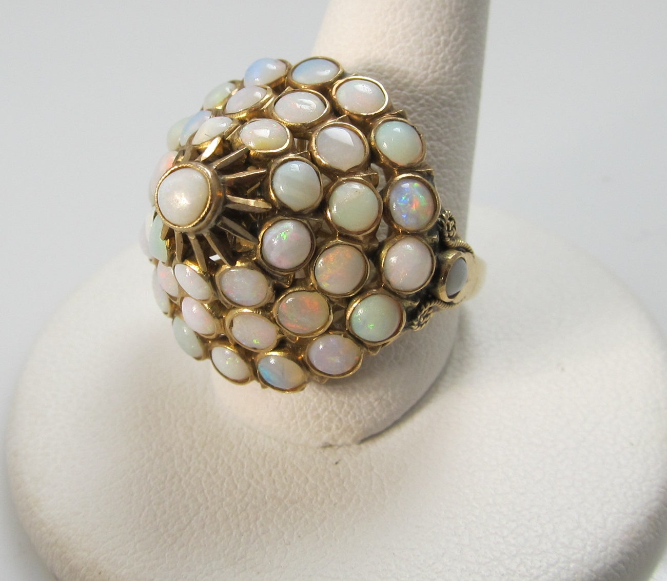 Vintage 14k opal dome cluster cocktail ring