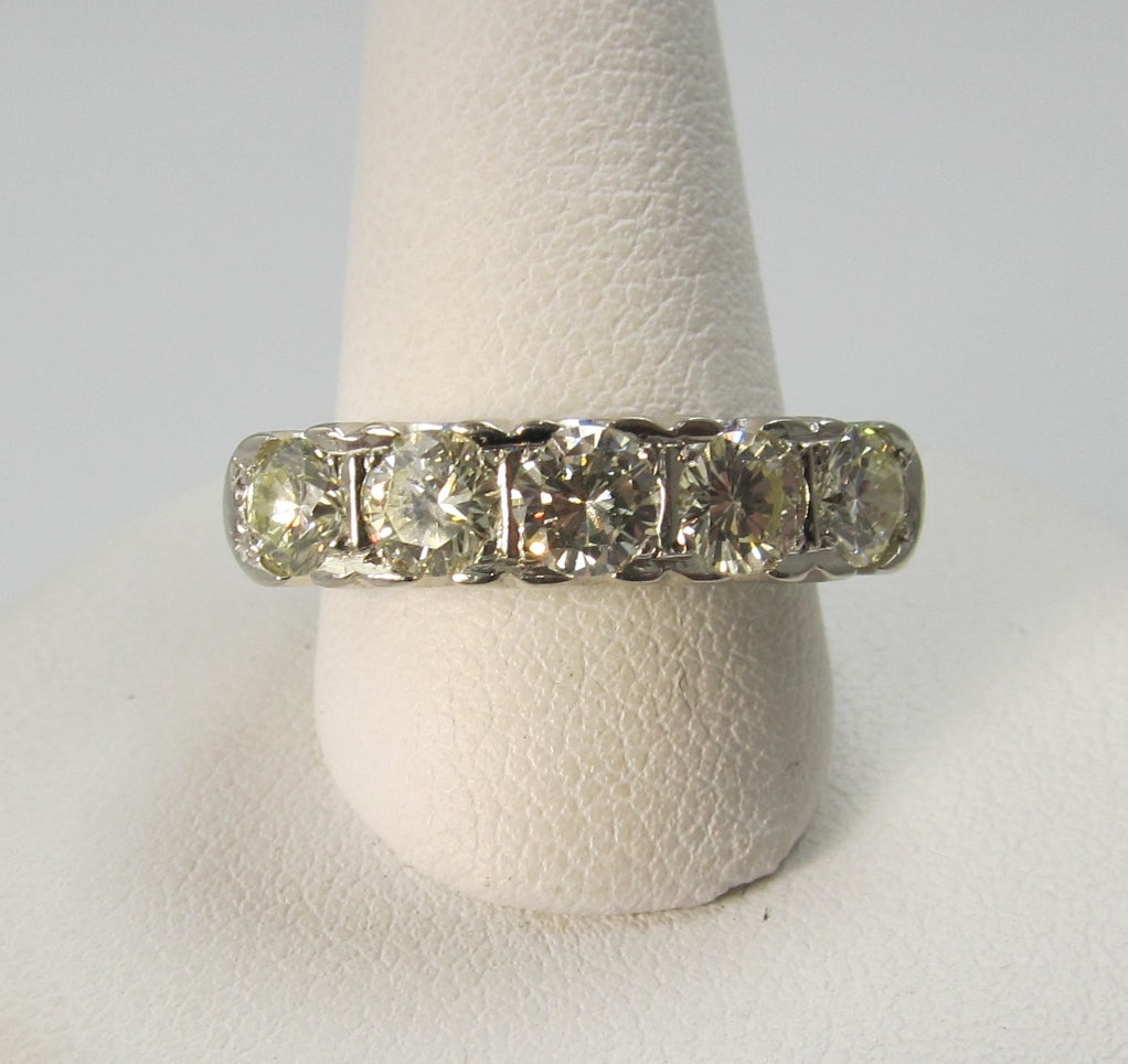 14k white gold 5 stone diamond band