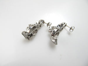 Vintage platinum 2ct diamond drop earrings, circa 1920