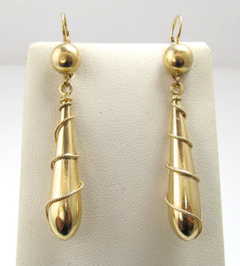 Estate 14k yellow gold long drop earrings