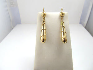 Estate 14k yellow gold long drop earrings