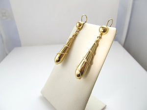 Estate 14k yellow gold long drop earrings