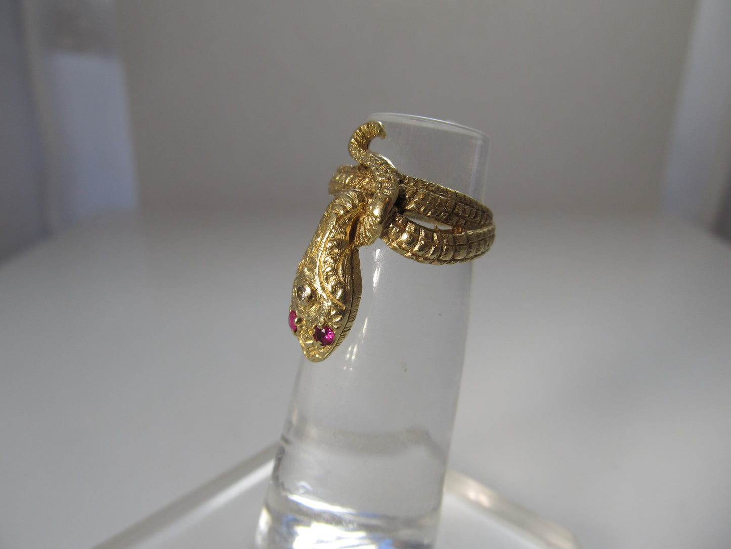 Vintage ruby eyed snake ring