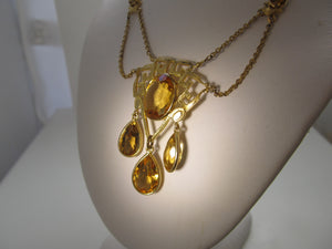 Art Nouveau citrine necklace