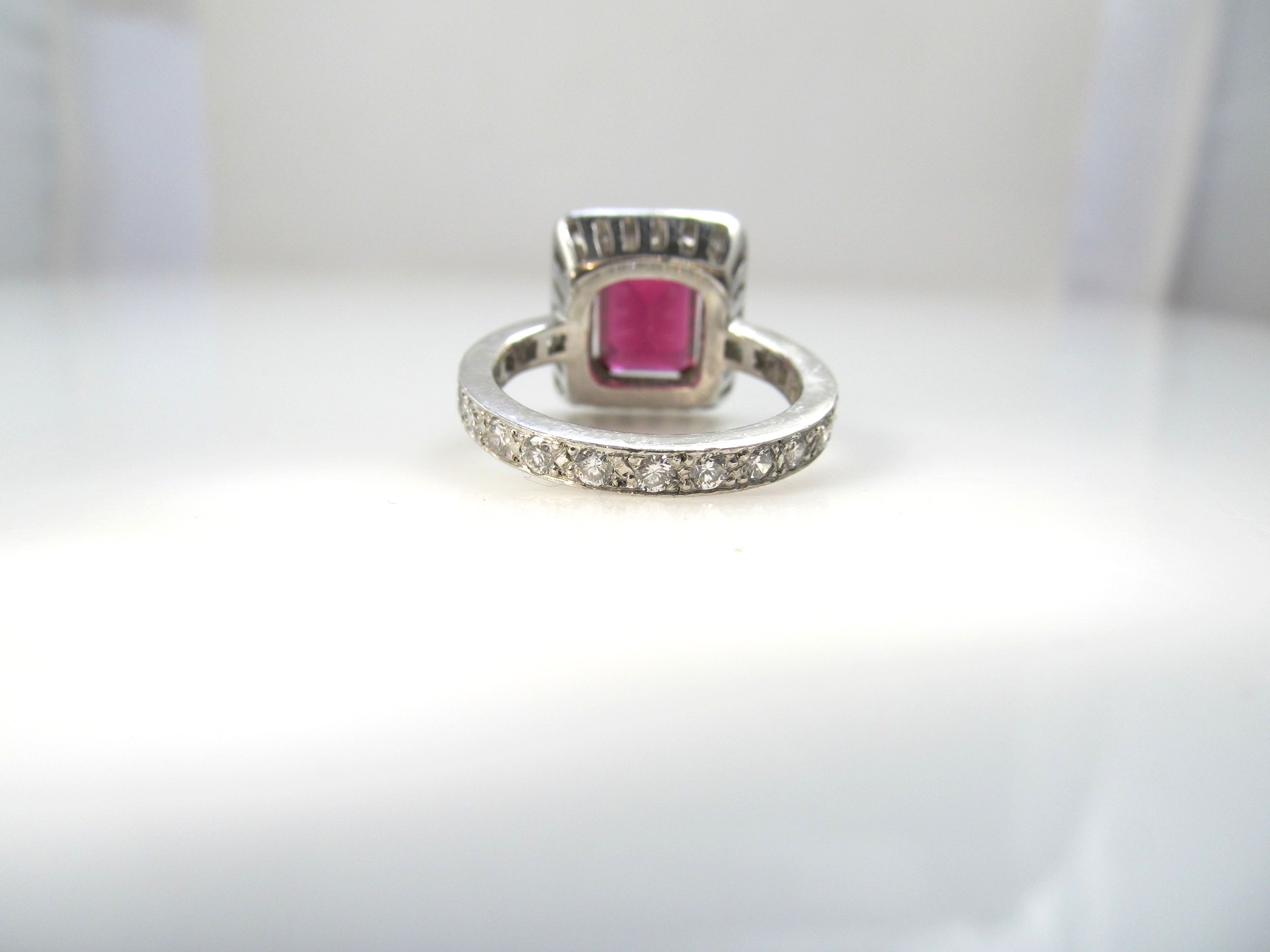 Platinum ring with a 2ct rubellite and 1.20cts in diamonds