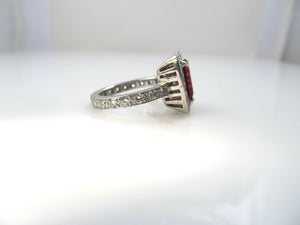 Platinum ring with a 2ct rubellite and 1.20cts in diamonds